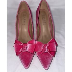Journee Collection Big Bow Pink Velvet Point Toe Stiletto Prom Wedding Guest 10